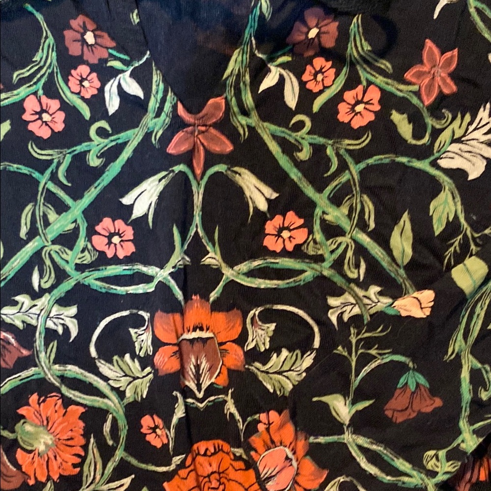 Floral Black Top with Orange Accents - Picture 3 of 5
